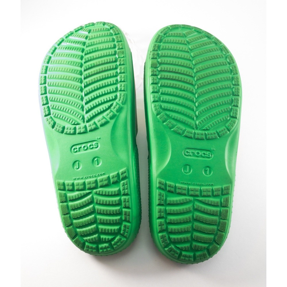 CROCS, Classic Zen Garden Rainbow Mushroom Slides, Green, Junior Size 1 - Picture 6 of 6